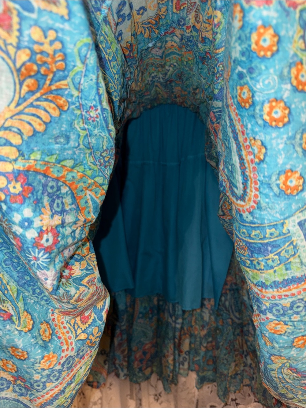 Lauren Ralph Lauren Turquoise Paisley Maxi Skirt - Picture 6 of 7